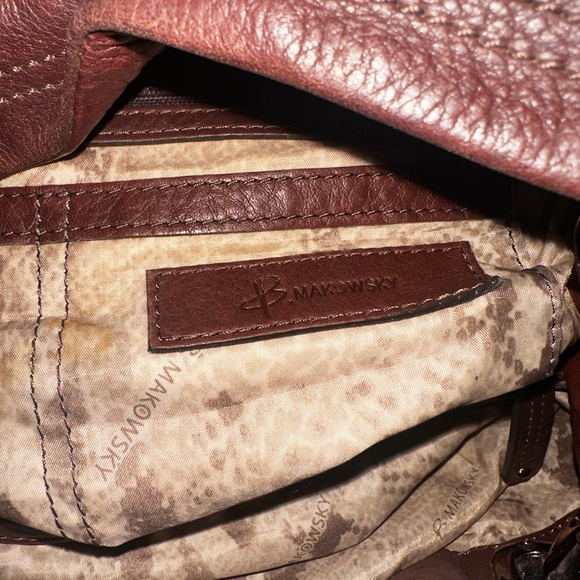 B. Makowsky Brown Leather Hobo Bag - Picture 4 of 4